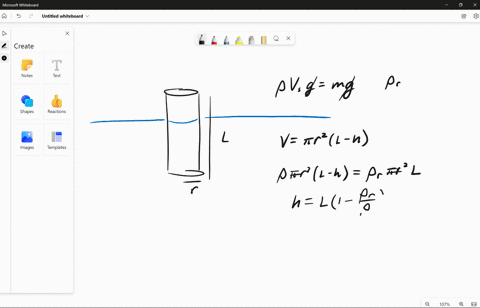 a-long-cylindrical-rod-of-radius-r-is-weighted-on-one-end-so-that-it-floats-upright-in-a-fluid-having-a-density-it-is-pushed-down-a-distance-x-from-its-equilibrium-position-and-released-show-83519