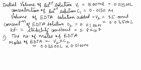 10-a-1500-ml-aliquot-of-a-00150-m-ba2-solution-is-titrated-with-00100-m-edta-at-a-ph-of-10-calculate-the-pba-by-adding-3500-ml-of-edta-kf-58-x-107-write-and-balance-the-chemical-equilibrium-80485