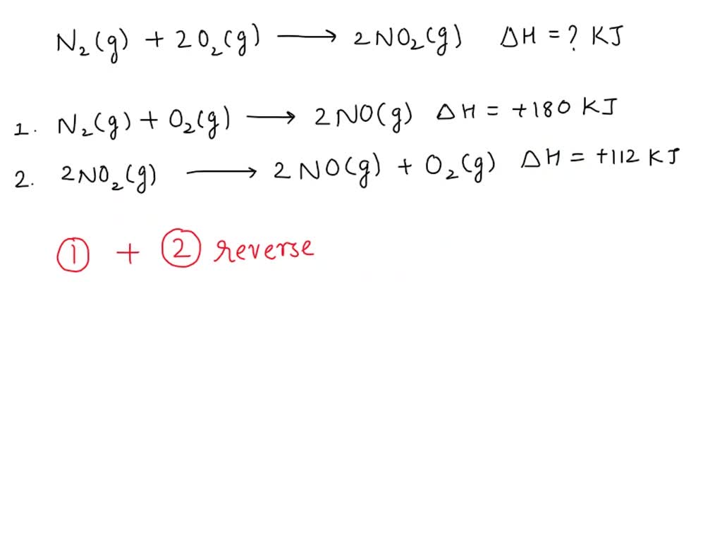 Calculate the enthalpy for the following reaction N2 (g) + 2O2 (g