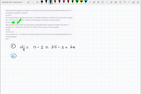 calculating-the-degrees-of-freedom-the-sample-variance-and-the-estimated-standard-error-for-evaluations-using-the-t-statistic-aa-aa-b-you-are-planning-to-evaluate-the-mean-of-a-single-contin-78732