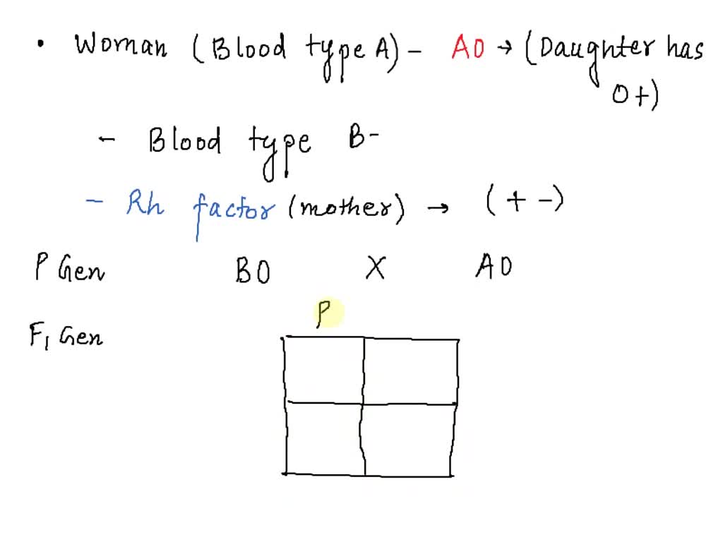 SOLVED: A woman who has blood type A, has a daughter who is type O ...