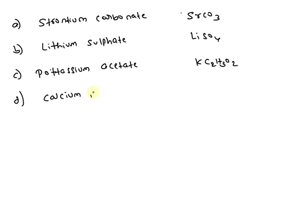 SOLVED QUESTION 26 Choose the pair of names and formulas that do not