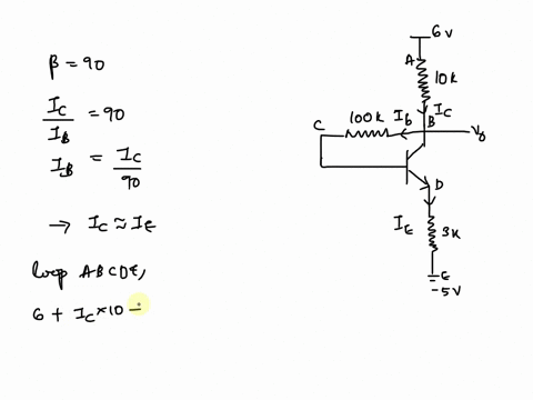 problem-4-the-transistor-shown-in-the-figure-has-a-value-of-beta-90-a-find-the-values-of-i-and-v-b-what-mode-is-the-transistor-operating-in-0k-l00k-1-3k-09482