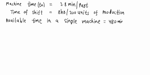 5-a-a-machine-part-has-a-machinery-time-of-28-min-per-part-on-a-milling-machineduring-an-8-hr-shift-200-units-are-to-be-produced-of-the-480-min-available-for-productionthe-milling-machine-wi-37968
