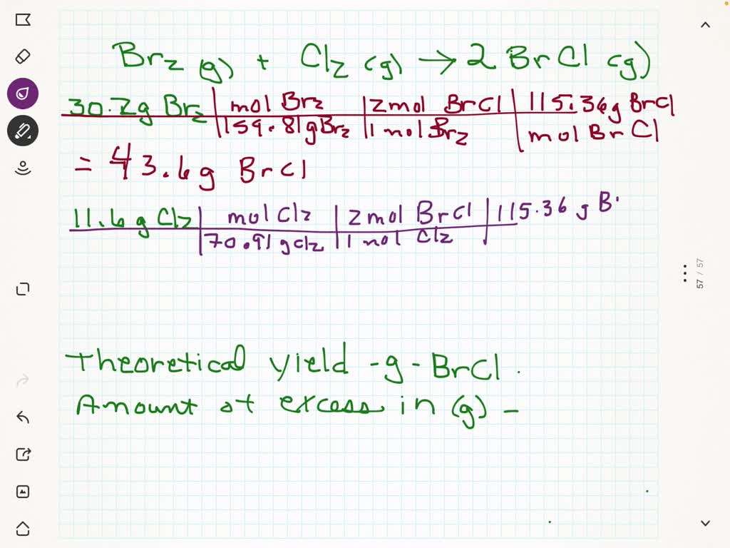 SOLVED For the following reaction, 31.6 grams of bromine are allowed