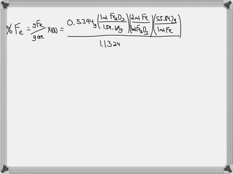 an-iron-ore-known-to-contain-a-mixture-of-fe2o3-and-fe3o4-was-analyzed-by-dissolving-a-11324-g-sample-in-concentrated-hcl-the-resulting-solution-was-diluted-with-water-and-the-iron-iii-was-p-60242