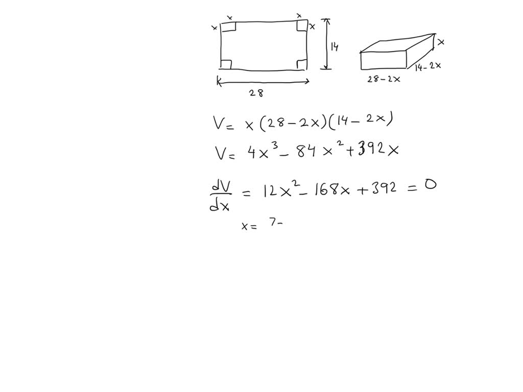 SOLVED A piece of cardboard is 14 inches by 28 inches A square is to