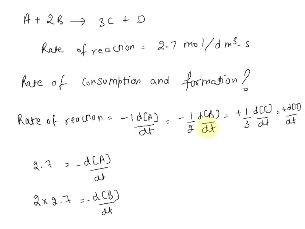 SOLVED: The Rate Of The Reaction A + 2B â†’ 3C + D Was Reported As 2.7 ...