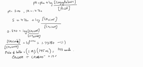 part-a-a-beaker-with-145-ml-of-an-acetic-acid-buffer-with-a-ph-of-5000-is-sitting-on-benchtop-the-total-molarity-of-acid-and-conjugate-base-in-this-buffer-is-0100-m-a-student-adds-400-ml-of-46715