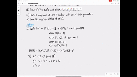 5-points-let-u18-be-the-group-of-units-in-z1s-list-all-elements-of-u18-and-determine-u18-b-show-u18-is-cyclic-and-find-all-of-its-generators-find-all-subgroups-of-u18-together-with-all-of-it-11635