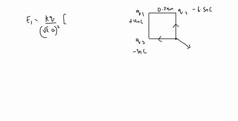 three-charges-are-placed-on-three-corners-of-a-square-as-shown-in-the-figure-each-side-of-the-square-is-240-cm-compute-the-magnitude-and-direction-of-the-electric-field-at-the-fourth-corner-04529