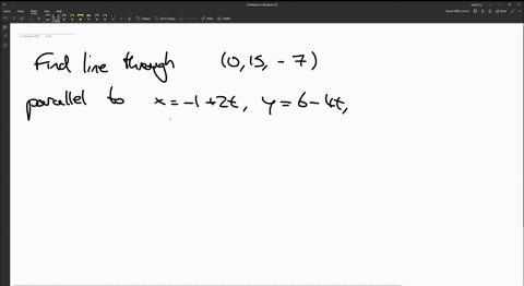 find-a-vector-equation-and-parametric-equations-for-the-line-use-the-parameter-t-the-line-through-the-point-0-15-7-and-parallel-to-the-line-x-1-2t-y-6-4t-z-3-6t-rt-xtytzt