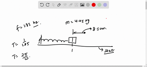 20-problem-3-a-mass-m-445-kg-is-at-the-end-of-a-horizontal-spring-on-frictionless-horizontal-surface-the-mass-is-oscillating-with-an-amplitude-a-85-cm-and-frequency-f-185-hz-20-part-write-an-82267