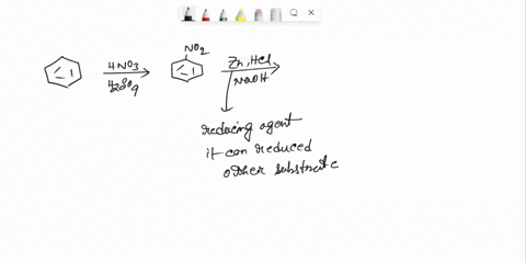 predict-the-products-at-each-stage-of-the-following-reaction-hno3-h2so4-zn-hci-2-naoh-cl-aicl-79704