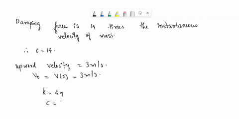 1a-1-kg-mass-stretches-a-spring-20cmthe-system-is-attached-to-a-dashpot-that-impacts-a-damping-force-equal-to-14-times-the-instantaneous-velocity-of-the-massfind-the-equation-of-motion-if-th-11597