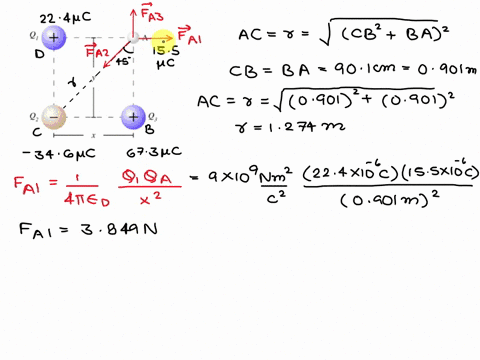 in-the-image-are-three-point-charges-q1-224-pc-q2-346-uc-and-q3-673-uc-arranged-according-to-the-figure-a-fourth-point-charge-is-located-at-point-a-with-a-charge-of-qa-155-uc-the-charges-for-86369