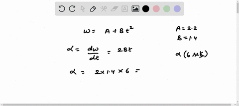 the-angular-velocity-of-a-flywheel-obeys-the-equation-ztabt2-where-t-s-in-seconds-and-a-and-b-are-constants-having-numerical-values-220-for-a-and-140-for-b-a-what-is-the-angular-acceleration-05525