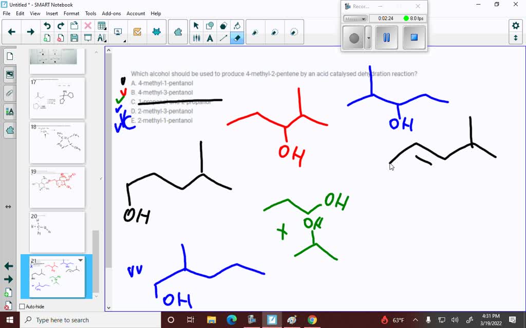 SOLVED Which alcohol should be used to produce 4methyl2pentene by