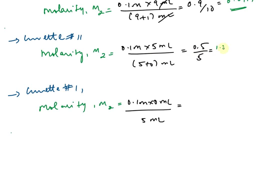SOLVED PRELAB Calculate the molarities of diluted Copper (II) Sulfate