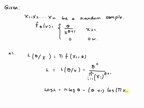 let-xlx2-xn-be-a-random-sample-ie-iid-form-the-distribution-with-pdf-if-1-foc-ift-otherwise-where-0-0-is-unknown-a-5-points-determine-the-mle-of-0-6-points-find-a-minimal-sufficient-statisti-76512