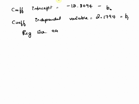 using-the-following-information-coefficients-intercept-128094-independent-variable-21794-anova-df-ss-ms-f-regression-1-1232356-1232356-900481-residual-8-1094842-1368550-total-9-134184-estima-47086