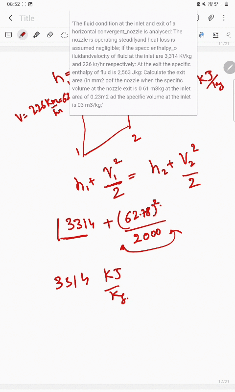 the-fluid-condition-at-the-inlet-and-exit-of-a-horizontal-convergent_nozzle-is-analysed-the-nozzle-is-operating-steadilyand-heat-loss-is-assumed-negligible-if-the-specc-enthalpy_o-iluidandve-03335