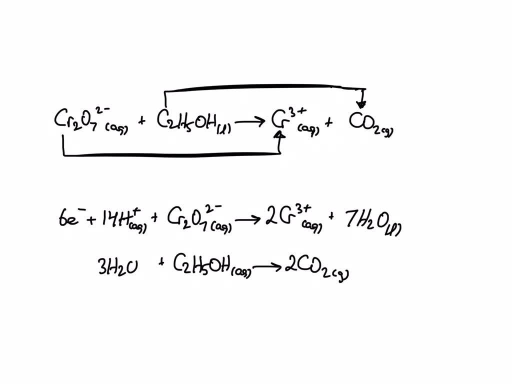 SOLVED what is the balanced redox half reaction Na2Cr2O7 (aq) + C2H5OH