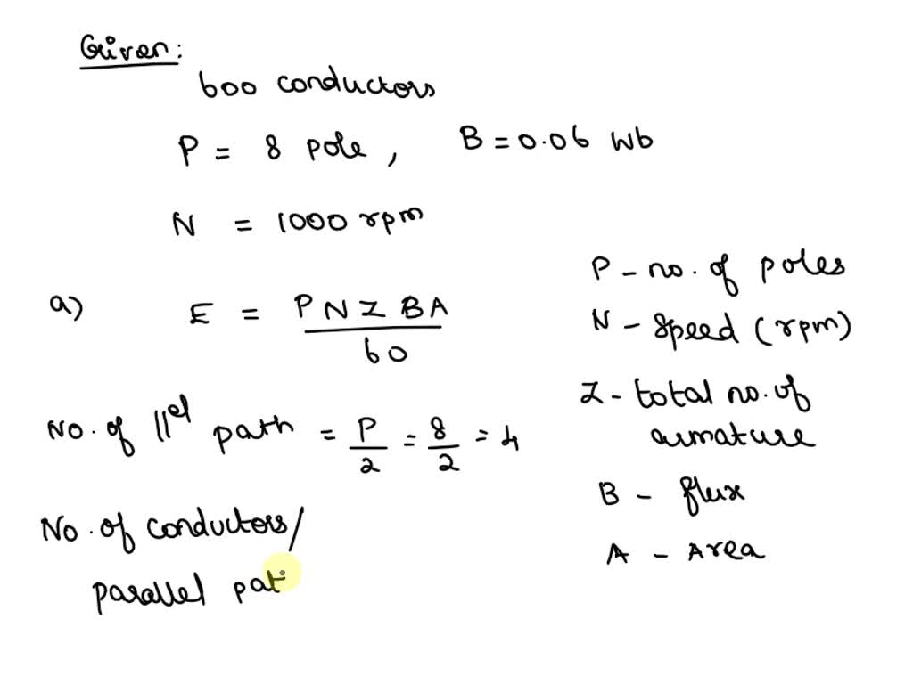 SOLVED A DC generator carries 600 conductors on its armature with lap