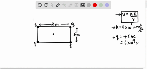 5-four-identical-point-charges-60-nc-are-placed-at-the-corners-of-a-rectangle-which-measures-60-mx-80-m-if-the-electric-potential-is-taken-to-be-zero-at-infinity-what-is-the-potential-at-the-86901