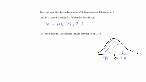 in-a-certain-distribution-the-mean-is-100-with-a-standard-deviation-of-2-at-least-what-fraction-of-the-numbers-are-between-the-following-pair-of-numbers-90-and-110-42152