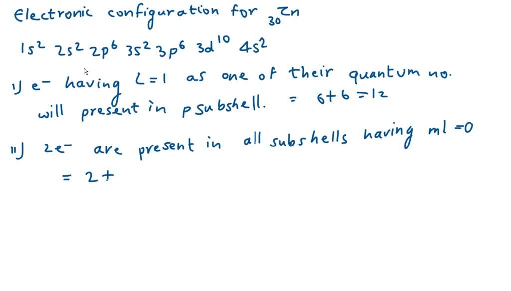 SOLVED Consider the ground state of zinc, Zn. How many electrons have