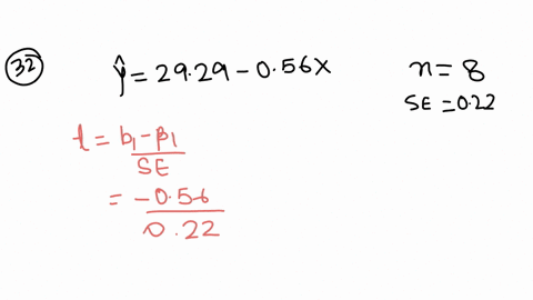 32-the-regression-equation-is-y-2929-056x-the-sample-size-is-8-and-the-standard-error-of-the-slope-is-022-what-is-the-test-statistic-to-test-the-significance-of-the-slope-multiple-choice-z-2-76931