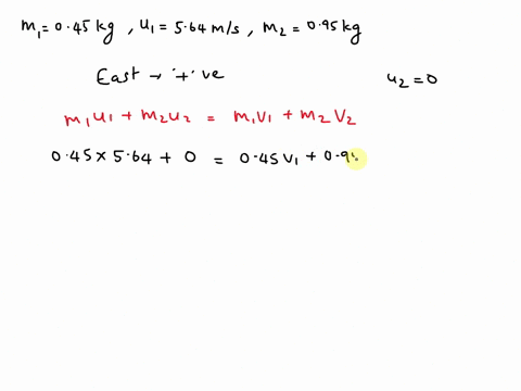 a-0450-kg-ice-puck-moving-east-with-a-speed-of-564-ms-has-a-head-on-collision-with-a-0950-kg-puck-initially-at-rest-assume-that-the-collision-is-perfectly-elastic-part-a-what-is-the-speed-of-24561
