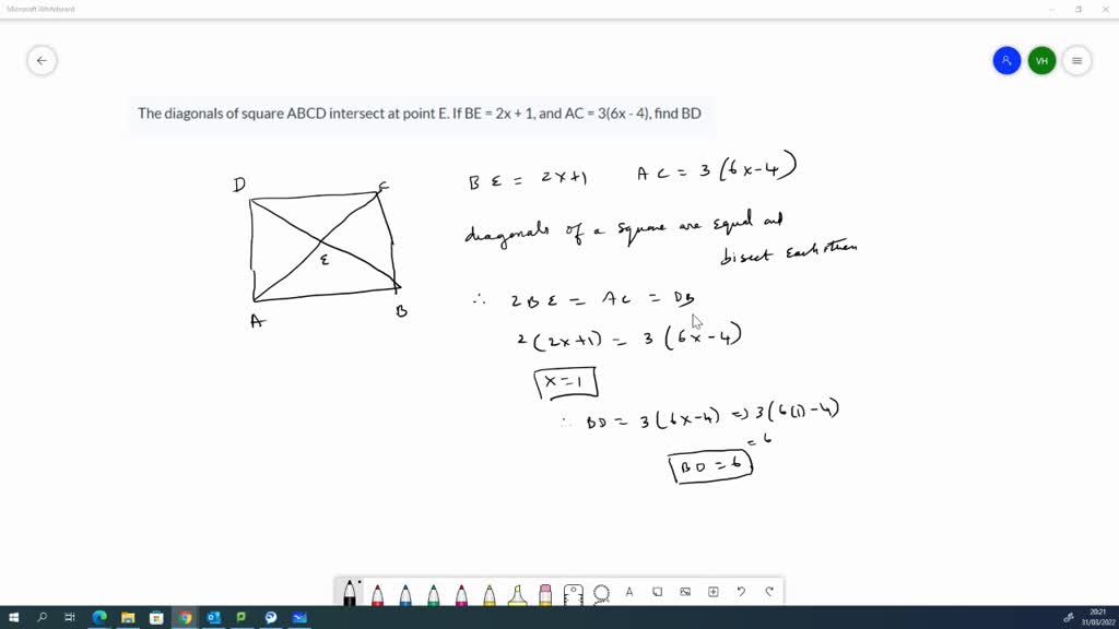 Solved Given Parallelogram Abcd Diagonals Ac And Bd Intersect At Point E Ae 11x 3 And Ce 