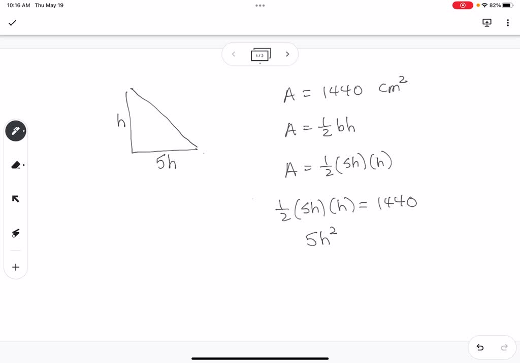 SOLVED 'The area of a triangle is 1,4440 cm^2. The base of the
