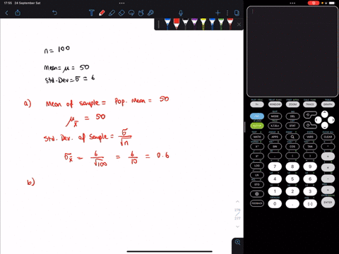 suppose-that-a-random-sample-of-size-100-is-to-be-selected-from-population-with-mean-50-ad-standard-deviation-6-a-what-are-the-mean-and-standard-deviation-of-the-sampling-distribution-of-x-d-79262