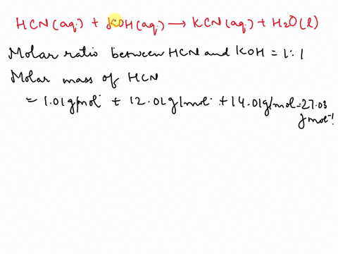 1-hydrocyanic-acid-hcnaq-can-be-neutralized-by-potassium-hydroxide-kohaq-a-write-a-balanced-chemical-equation-for-the-reaction-between-these-two-compounds-and-identify-the-salt-it-produces-b-28116