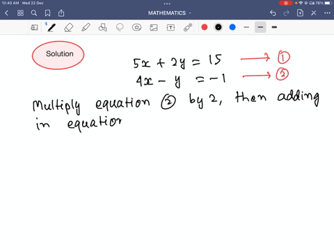 solve-the-following-systems-of-equations-using-the-method-of-elimination-5x-2y-15-4x-y-1-51708