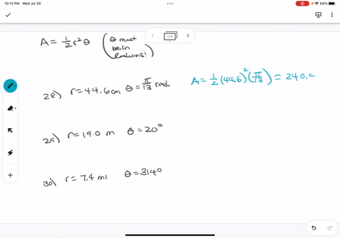find-the-area-of-a-sector-of-a-circle-having-radius-r-and-central-angle-0-if-necessary-express-the-answer-to-the-nearest-tenth-28-r-446-cm-0-i-radians-13-29-r-190-m-0-209-30-r-74-mi-0-3149-77487