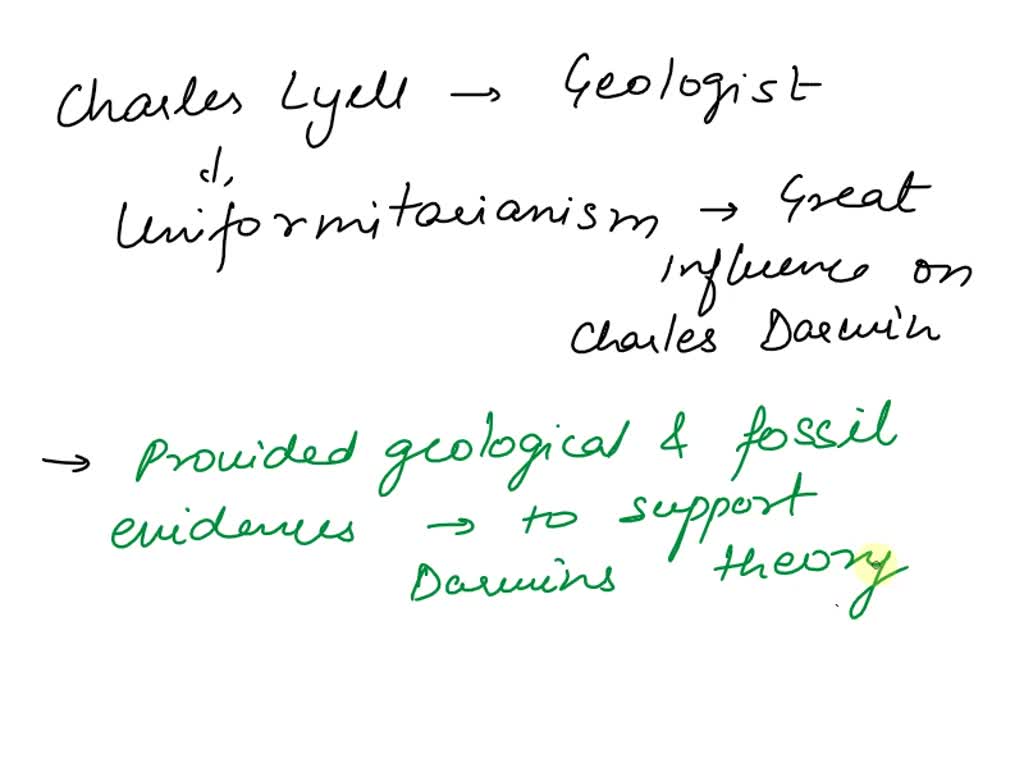 SOLVED: Briefly explain how the geologist Charles Lyell influenced ...