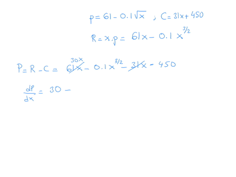 find-the-price-that-will-maximize-profit-for-the-demand-and-cost-functions-where-p-is-the-price-x-is-the-number-of-units-and-c-is-the-cost-demand-function-p-61-01vx-cost-function-c-31x-450-28606