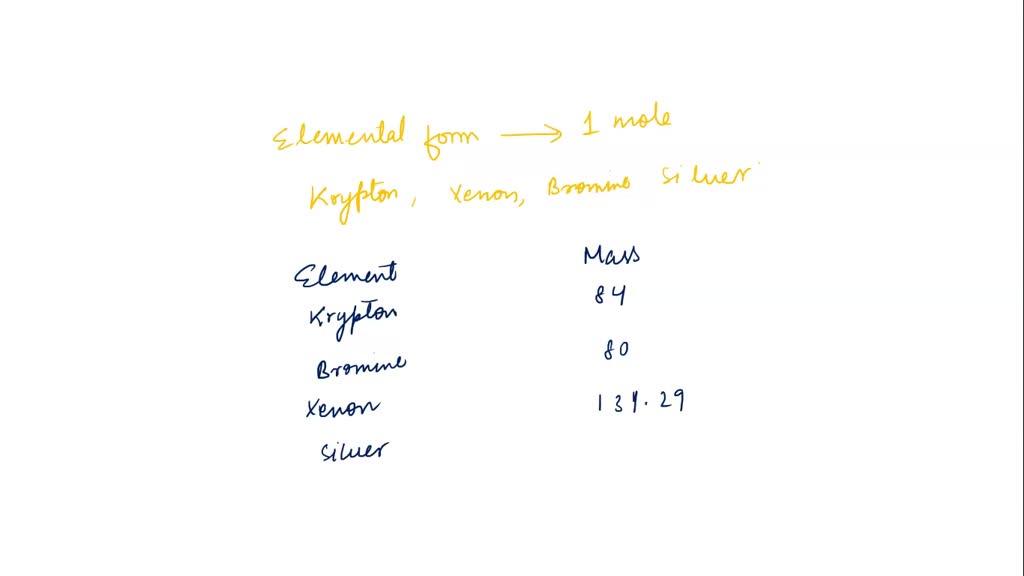 SOLVED Which of the following species in its elemental form has the largest mass given 1 mole