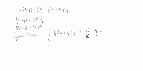 use-greens-theorem-to-calculate-the-work-done-by-the-force-f-on-a-particle-that-is-moving-counterclockwise-around-the-closed-path-c-fxy-3x2-yi-3xy2j-c-boundary-of-the-region-lying-between-th-36477