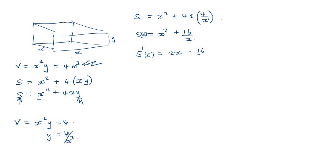 SOLVED: A box is to have an open top, vertical sides, a square bottom ...