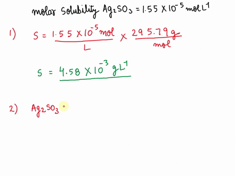 Interconvert solubility units. The molar solubility of...
