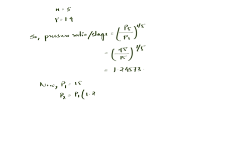 a-5-stage-compressor-compresses-30000-cfm-of-air-from-15-to-45-psia-if-each-stage-operated-adiabatically-if-the-inter-cooling-were-perfect-and-if-the-ratio-of-discharge-pressure-for-each-stage-to-the