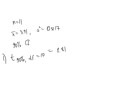 a-random-sample-of-n-11-observations-was-selected-from-a-normal-population-the-sample-mean-and-variance-were-x-391-and-s2-03217-find-a-90-confidence-interval-for-the-population-variance-2-ro-40984