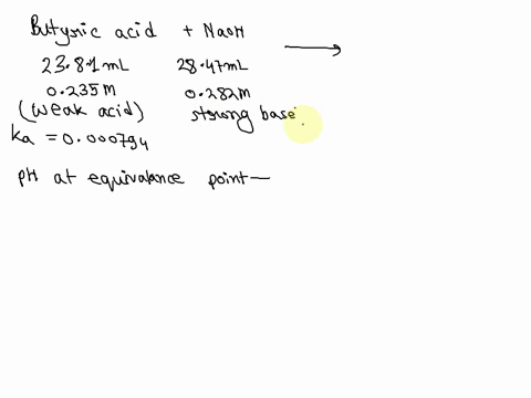 consider-the-titration-of-butyric-acid-with-sodium-hydroxide-in-the-experiment-2381-ml-of-0235-m-butyric-acid-is-titrated-witu-2847-ml-of-0282-m-naoh-the-ka-of-butyric-acid-is-0000794-what-i-20648
