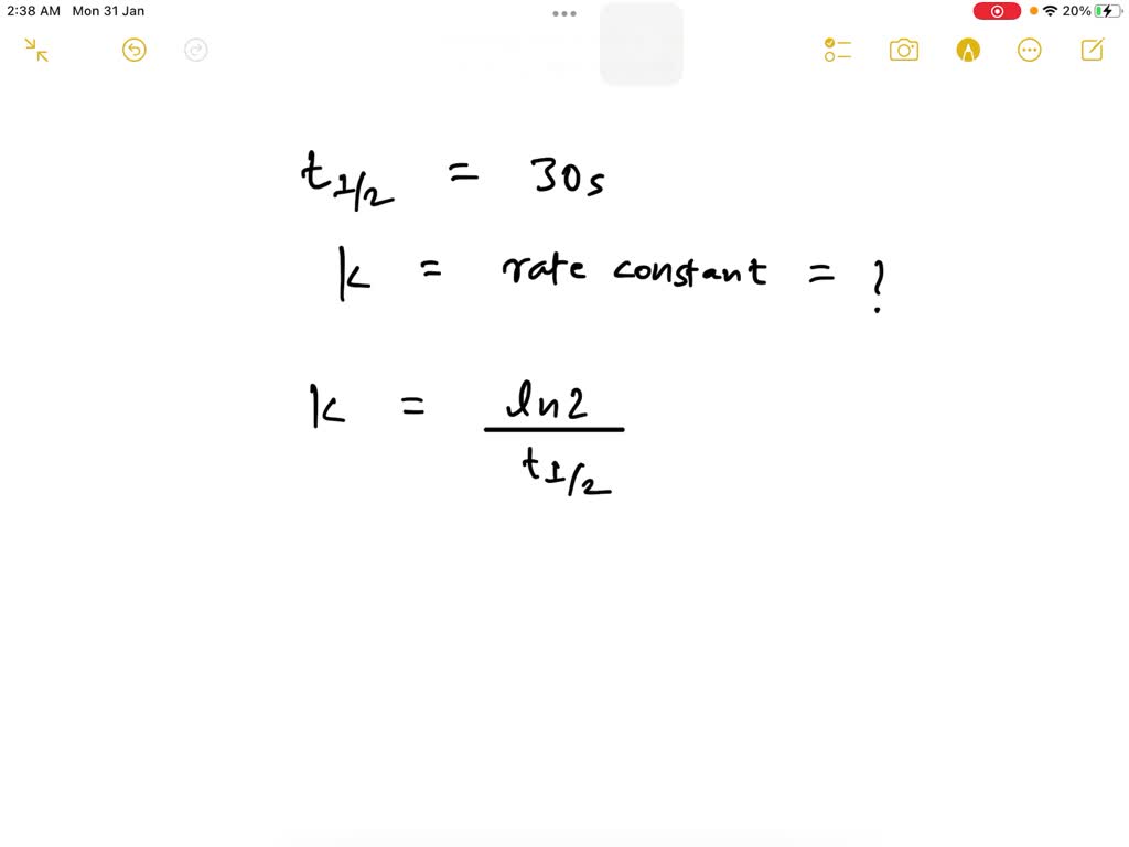 SOLVED The halflife of a firstorder reaction is 30.0 seconds. What