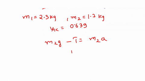 a-block-of-mass-m1-230-kg-is-connected-to-a-second-block-of-mass-m2-170-kg-as-shown-in-the-figure-this-system-starts-with-m2-moving-downward-and-m1-moving-to-the-right-with-a-speed-of-13-ms-89108